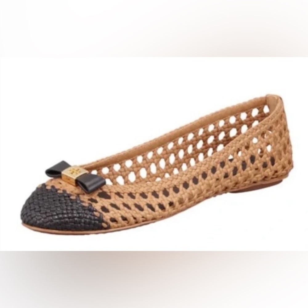 💥PRICE DROP💥 Carlyle Woven Leather Ballerina Flat, Sand/Black